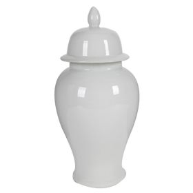 Kipp Decorative Porcelain Ginger Jar with Lidded Top, Large, White
