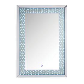Rectangular Accent Wall Decor with LED Bulb and Beveled Edges, Silver