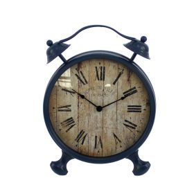 Antique Clock Design Metal Wall Decor Set of 2 with Spade Needles, Blue