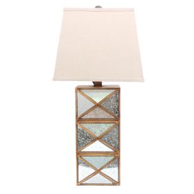 Metal Table Lamp Set of 2 with X Shape Design and Mirror Front,Multicolor