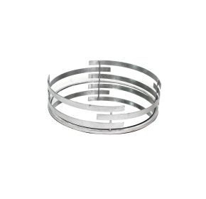 Round Metal Tray Set of 2 with Mirror Panel Inserts, Silver