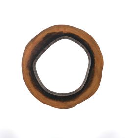 Wooden Wall Mirror Set of 2 with Grotto Circular Shape, Brown