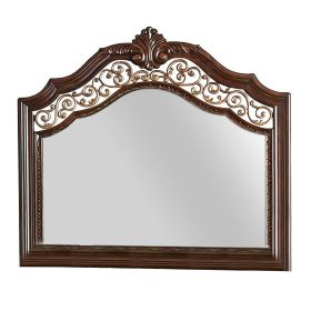 Molded Wooden Frame Mirror with Ornate Detailing, Brown By Casagear Home