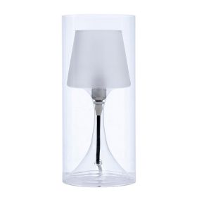 Hurricane Table Lamp with Frosted Glass Shade, Clear