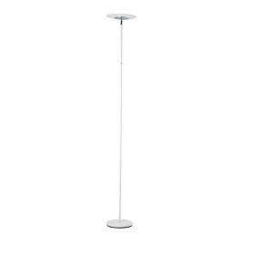 Floor Lamp with Adjustable Torchiere Head and Sleek Metal Body, White