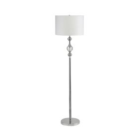Floor Lamp with Metal Frame and Crystal Accent, White