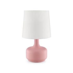 Table Lamp with Teardrop Metal Base and Fabric Shade, Pink