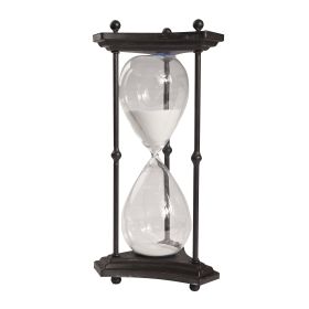 17 Inch Hourglass Accent Decor, Striking and Stylish Black Metal Frame