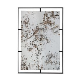 Tui 32 Inch Accent Wall Mirror, Antique Style Rectangular Black Metal Frame