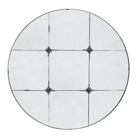 Elk 36 Inch Accent Wall Mirror, Antique Black Round Metal Frame, Baroque