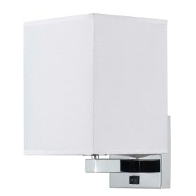 12 Inch Modern Wall Lamp with Fabric Shade, On Off Rocker Switch, White