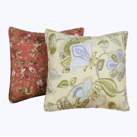 Eiger Fabric Decorative Pillow with Floral Prints, Set of 2, Multicolor