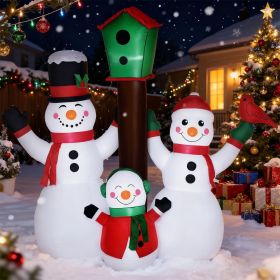 7ft Christmas Inflatables Outdoor Decorations Snowman Family with Bird and Birdhouse, Blow-Up LED Yard Christmas Decor for Lawn Garden Party