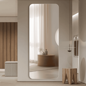 65"x 24" inch Full Body round corner mirror for Living Room Bedroom Cloakroom Wall hanging with hanging hole High quality 5mm silver mirror Explo